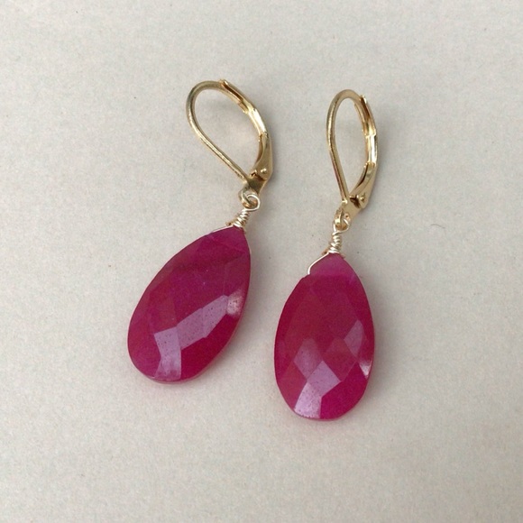 Ruby Gold Filled leverback Sundance Charm Earrings - Picture 5 of 9